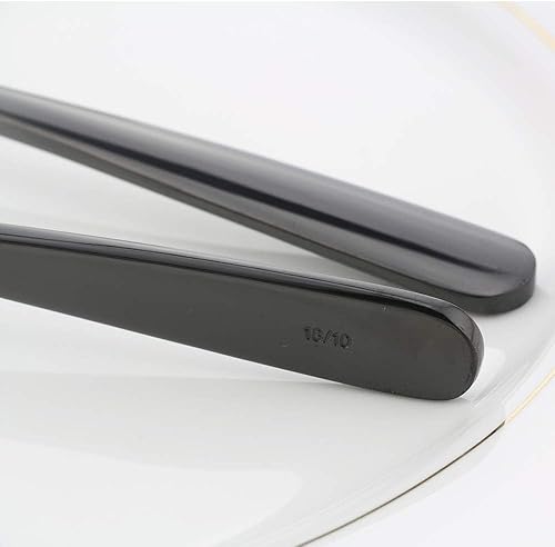 Miniatura 4 de DEALIGHT Black - Cucharas grandes de 8.15 pulgadas, cucharada de acero inoxidable 1810 resistente, cuchara para servir, juego de 4