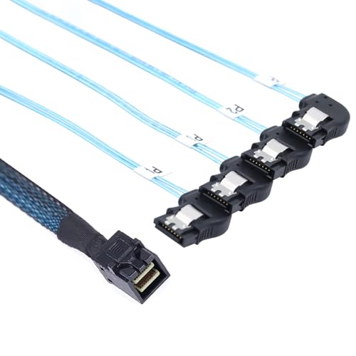 Cable Mini SAS HD a 4 SATA Ángulo Recto 1m miniatura 3