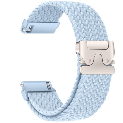 Image of RUIMAYA Braided Watch Strap, 22mm Quick Release Watch Bands Breathable Soft Nylon Strap with Adjustment Buckle for Most Smartwatches and Classic Wristwatches, Light Blue