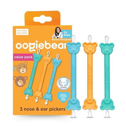 Image of oogiebear: Baby Nose Cleaner & Ear Wax Removal Tool - Safe Booger & Earwax Removal for Newborns, Infants, Toddlers - Dual-Ended - Essential Baby Stuff, Diaper Bag Must-Have - 3 Pack with a Pouch