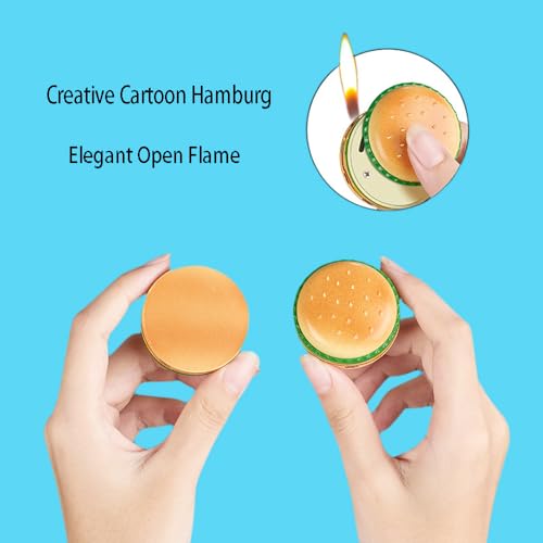 Creative-and-Fun-Burger-Lighter-Refillable-Butane-Inflatable-Lighter-Cool-Torch-Lighter-Windproof-Soft-Flame-Lighter-Suitable-for-Party-Candle-Kitchen-Barbecue-Camping-Mens-Gift-No-Gas