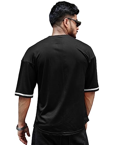 Image of EYEBOGLER Mens Cotton Blend Round Neck Half Sleeve Oversized Printed Tshirt || Loose fit Tshirt