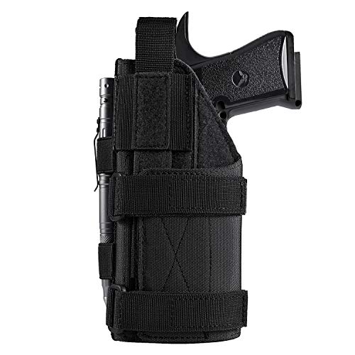 FRTKK Adjustable Tactical Pistol/Gun Holster for 1911, Ruger LCP, S&W M&P 40 Shield Bodyguard, Sig Sauer, Ruger, Kahr, Beretta, Glock 17 19 26 34 (Black - Left Hand)