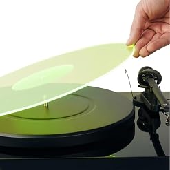 Hudson HiFi Acrylic Turntable Mat – Radiant Lime – Enjoy Richest Tones, Crispest Sonic Clarity, Tightest Bass – 11.75” Anti-Static Platter Slipmat w/Label Recess – Standard Vinyl LP Record Platters - Les Beatles, Paul McCartney, John Lennon, RIngo Starr, George Harrison