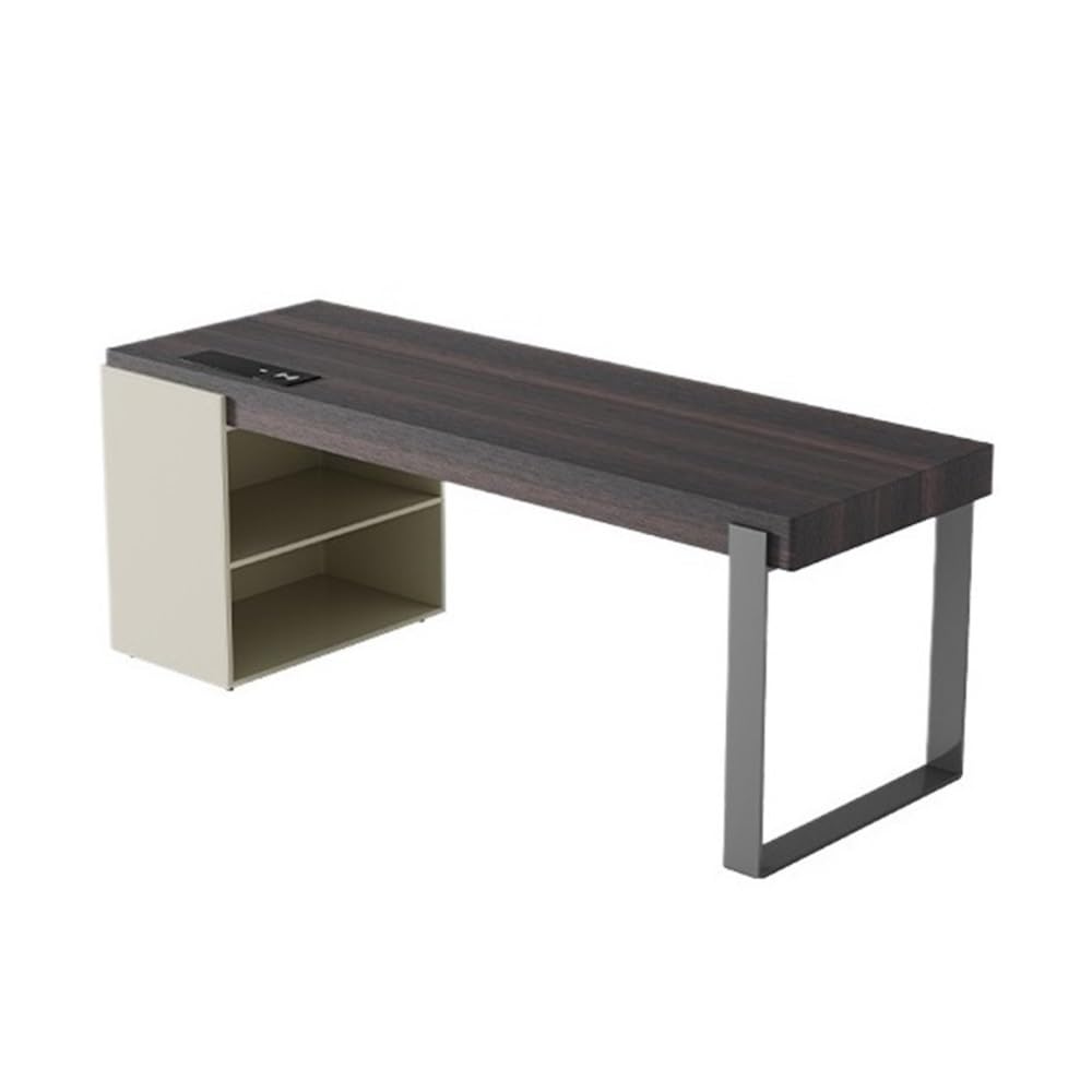 Standing Desk Modern Home Office Desk Smoky Color Finish Spacious Laptop PC Writing Table with Outlets Drawers and