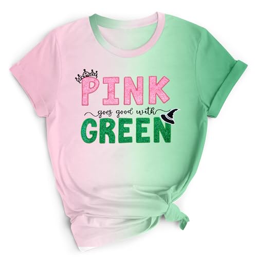 Pink Goes Good with Green Embroidery Shirt Woman Musical Movie Shirts Musical Fan Gifts Tee Casual Short Sleeve Tops