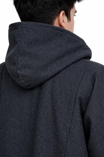 Image of Exotic India Men's Woolen Blend Kashmiri Phiran with Hood | Pure Wool Long Overcoat-Oversized Phiran for Men
