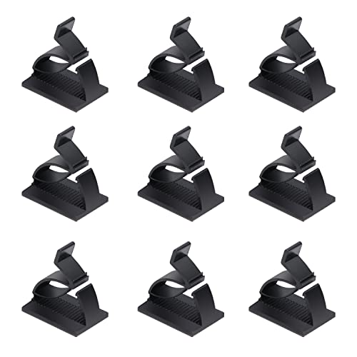 HOUHUI 70Pcs Verstellbare Kabelclips Einstellbar Selbstklebende Kabelhalter Selbstklebende Kabelclips,Kabelbinderhalter für Lichterkette, Netzkabel, LadekabelLED Streifen (Schwarz) Cover