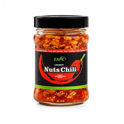 Image of EAPC Nuts Chili Oil - 6.7oz Chili Crisp Oil with Peanuts, Sunflower Seeds, Sesame, Extra Crunchy Nuts Chili Sauce, Ready to Eat and Use as Sauce, Condiment