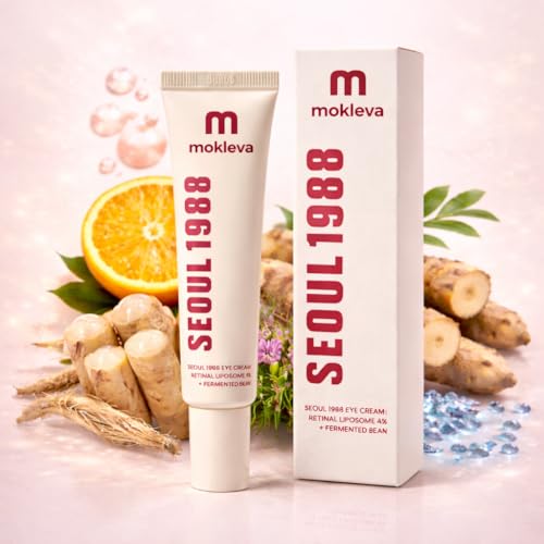 Mokleva SEOUL 1988 Eye Cream With Retinal Liposome 4% + Fermented Bean Complex, Anti-Aging Under Eye Cream For Dark Circle, Wrinkles, Fine Lines, Brightening, Firming, Hydrating Eye Care 30ml/1.01fl.oz