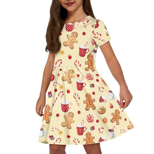 Image of Short Sleeve Dress for Girls with Pockets Cute Toddler Girl Clothes Summer 2-12