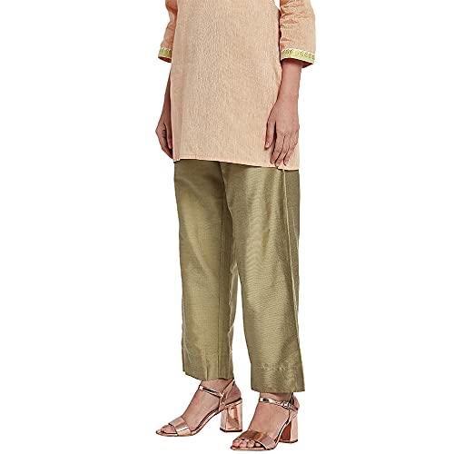 Image of GO COLORS Women Blue Stripe Cotton Wide Pants