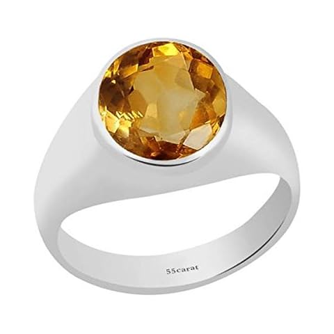 Bold 5 CT Natural Citrine Silver Ring for Men Cover