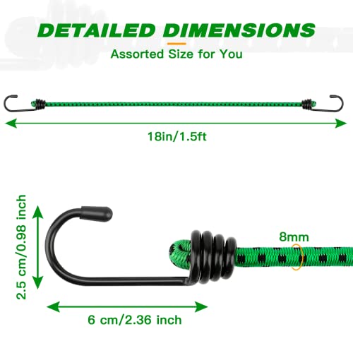 Premium Bungee Cords Heavy Duty Outdoor, 4 Packs 18 Inch Bungee Cords With Hooks Heavy Duty, Bungie Cord Straps For Projects Around The House, Camping, Car, Truck, Tents, Bungee Cords Assorted Sizes #TOP2