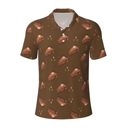 Polo de manga corta para hombre con estampado de tartas, diseño de cuadrados de chocolate, camisetas que absorben la humedad, para uso casual de golf, Negro -, Medium