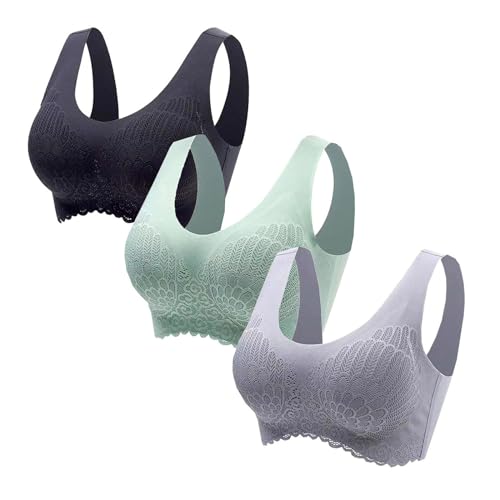 Sujetador deportivo de encaje para mujer, transpirable, sin costuras, para yoga, fitness, brasier push up, ropa interior cómoda y suave con correas anchas, bralette de alto impacto, soporte para la