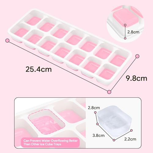 Image of Ice Cube Trays 4 Pack, Airabc Silicone Ice Cube Trays with Removable Lid, Easy-Release Flexible 14-cube Ice Trays, LFGB Certified and BPA Free, Stackable Ice Trays with Covers for Cocktail, Freezer