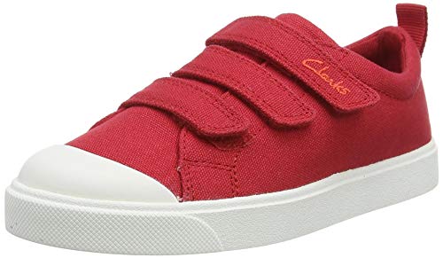Clarks City Vibe K, Zapatillas Unisex Niños, Rojo (Red Canvas Red Canvas), 35 EU