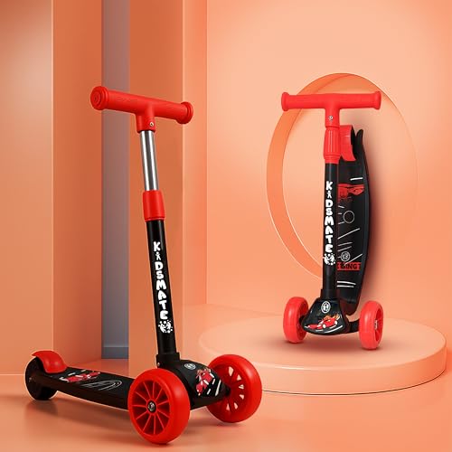 Kidsmate Cruiser Kick Scooter for Kids with Broad Wheels | 3-Wheel Skate Scooter for Boys & Girls of Ages 2-12 Years | Level Adjustable Height, and Ea
