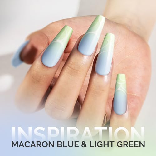 Image of MelodySusie Thick Gel Nail Polish Set- 2 Pcs 15ML Baby Blue & Macaron Green Gel Polish Set Soak Off UV LED Christmas Gift for Women Nail Art Manicure Salon DIY Nail Design Decoration at Home