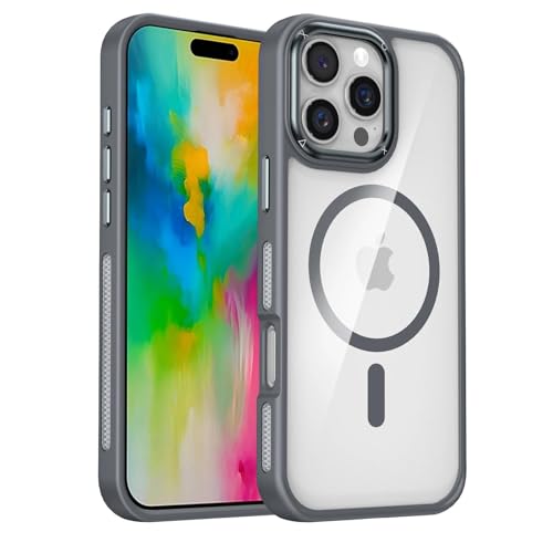 Coque magnétique iPhone 15 Pro Max transparente grise anti-choc et anti-jaunissement