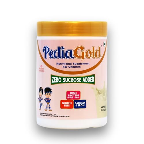 Image of PediaGold Nutrition Mix Powder for Children | For 2-14 Years | Vanilla-400g | Zero Sucrose | 6g protein per serving | Supports Overall Health Boosts Immunity | Nutritional Supplement for Kids Growth