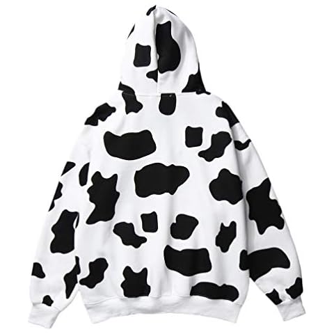 SOIMISS Women Fashion Hoodie Cow Printing Pullover Autumn Winter Hooded Sweatshirts-Size XL White Cover
