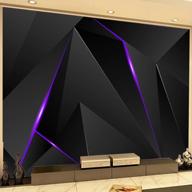 Peintures murales 3D ligne noire pour chambre élégante