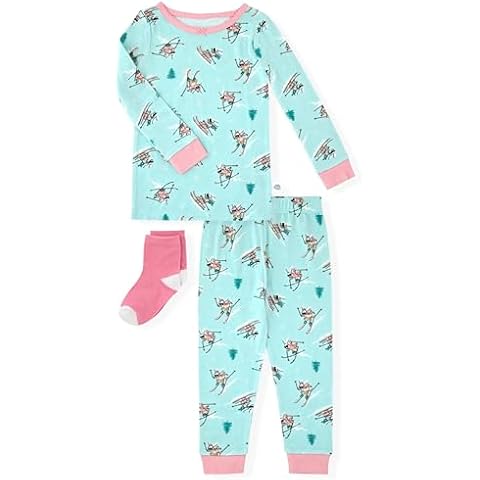 Sleep On It Toddler Girls Pajamas Sets for Kids Snug Fit Girls Sleepwear With Matching Socks Cover