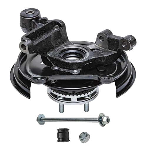 Image of Detroit Axle - Rear Right Steering Knuckle for 2001-2008 Subaru Forester w /Rear Disc Brakes, Passenger Side Steering Knuckle & Wheel Bearing Hub Assembly 2002 2003 2004 2005 2006 2007 Replacement