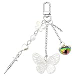Photo Gallery xiyantiji simpatico portachiavi a farfalla da donna estetico regalo per ragazze y2k perla cuore portachiavi per portafoglio zaino chiavi auto accessori con nappa portachiavi, argento, small Photo Gallery xiyantiji simpatico portachiavi a farfalla da donna estetico regalo per ragazze y2k perla cuore portachiavi per portafoglio zaino chiavi auto accessori con nappa portachiavi, argento, small