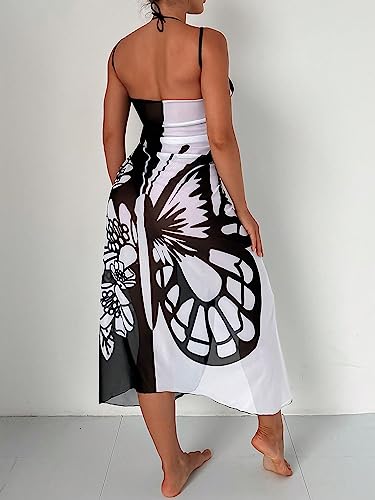 WDIRARA Women's Floral Graphic Print Cover Up Wrap Sleeveless Beach Kimono Coverups2