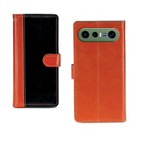 Image of amazon basics Vivo X300FE 5G Flip Cover | Card Pockets Wallet & Stand | Flip Cover for Vivo X300FE 5G (Beige and Black)