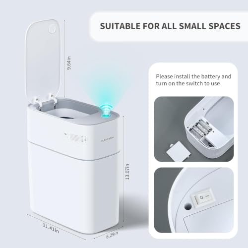 Cubo de basura inteligente MOPUP con sensor de movimiento, plástico estrecho blanco 5