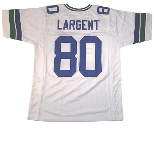 Steve Largent White Jersey Stitched Custom Football New No Brand/Logos (US, Alpha, Large, Regular, Regular, White)
