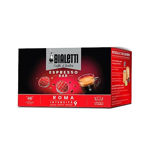 Bialetti Caffè d'Italia, Box 48 Capsule, Roma, Intensità 9, Compatibili con Macchine Bialetti sistema chiuso, 100% Alluminio