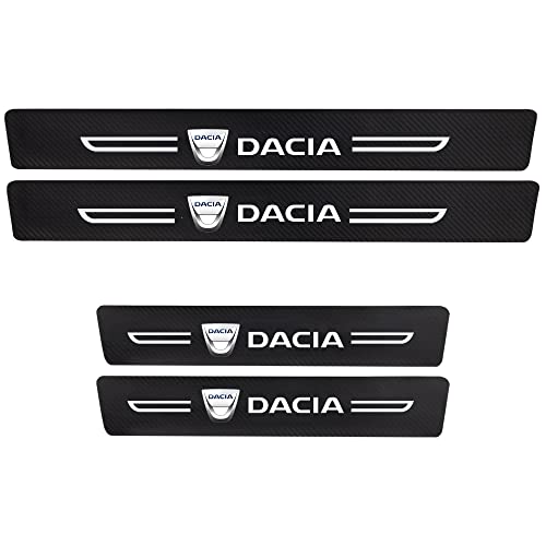 4pcs Barres De Seuil De Porte en Fibre De Carbone pour Dacia Badge Dokker Lodgy 1310 Renault Sandero Logan Stepway Bandes Décoratives De Seuil Autocollant Résistant Aux Rayures Cover