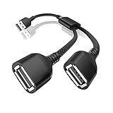 Basesailor USBスプリッタYケーブル、USB A 1オスから2メスへ増設するナイロン製変換ケーブル、 Mac、Car、Xbox One、PS4、PS5、Laptop 対応用デュアル USBポート拡張ハブデータ充電器パワースプリッタアダプター、USB Y字 二又 分岐 Cable Splitter Extension Hub (1M, ブラック)