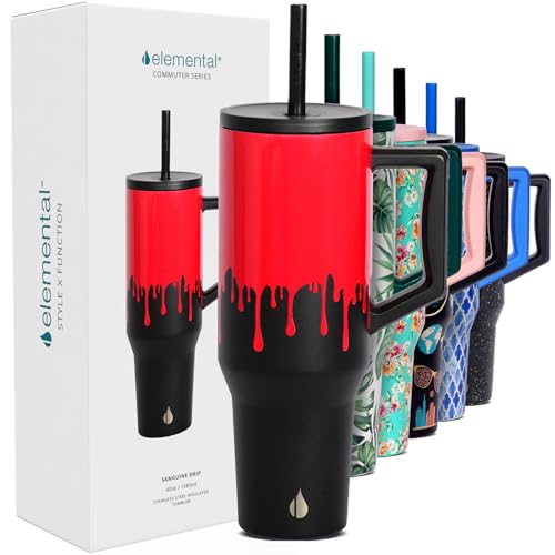Image of Elemental Spill Proof 40oz Insulated Tumbler with Handle & Straw Travel Mug