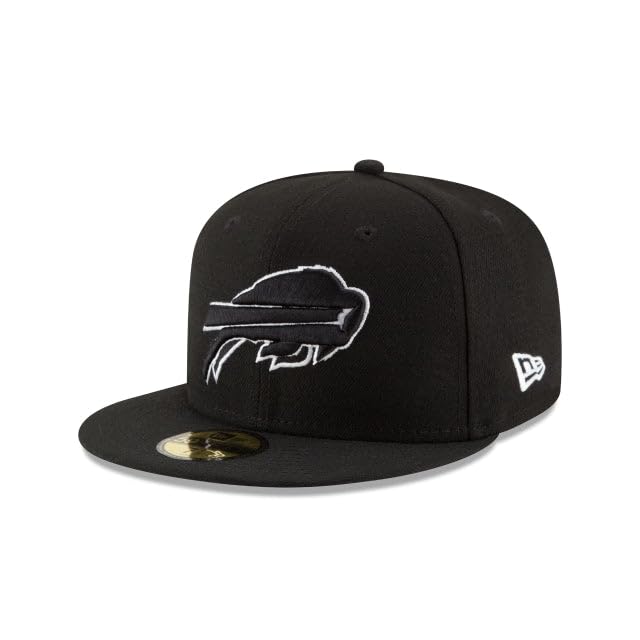 New Era NFL 59FIFTY Buffalo Bills Black White Authentic Collection Fitted On Field Football Cap Hat, Black, 7.625
