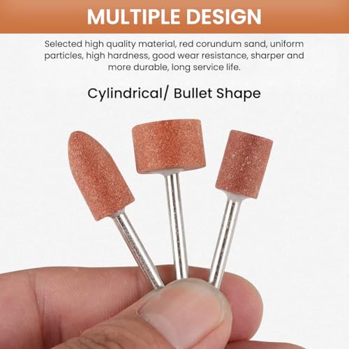 Image of Serplex 42Pcs Sanding Bits for Dremel Rotary Tool, Grinding Stone Bits with 1 /8 inch Shank, 3 Types Abrasive Bit, Sanding Drill Bit for Metal Rust Removal Polishing Smoothing Sharpening