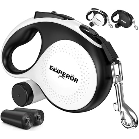 Emperor Pets 26 ft Retractable Dog Leash For Large Dogs - Up to 110lbs, Dog Leashes for Medium Dogs, Large Dog Leash Heavy Duty Dog Leash Retractable 26 ft, Dog Leashes for Large Breed Dogs -Aura BW26 Cover