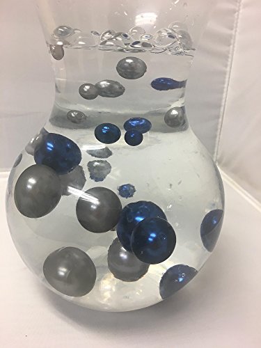 Easy Elegance by JellyBeadZ Wedding Centerpiece and Decoration - Cobalt Blue and Dark Silver Pearl Beads -Includes 12 Gram Packet JellyBeadZ Water Bead Gel