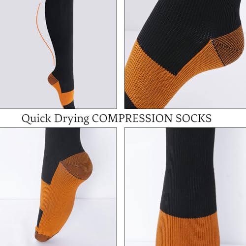 Image of 6 Pack Copper Compression Socks for Men and Women Circulation Mens Compression Socks for Running Athletic Travel