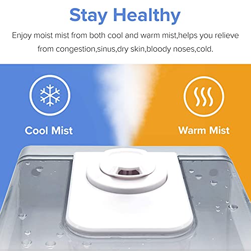 LEVOIT Humidifiers 6L Warm and Cool Mist Ultrasonic Humidifier Germ Free and Whisper-Quiet 2-Year Warranty 1 Pack White