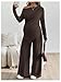 MakeMeChic Women's Maternity Clothes 2 Piece Spring Outfits Asymmetrical Top and Pants Pregnancy Matching Sets Brown Large