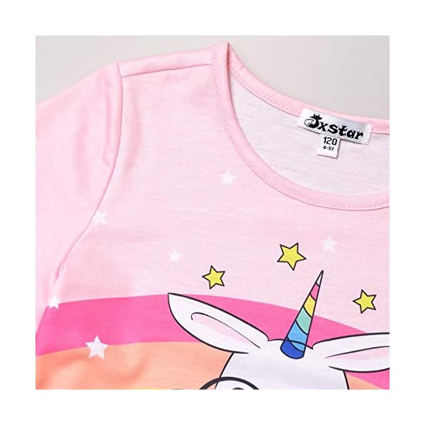 Jxstar Pyjama-Sets für Mädchen, Einhorn-Pyjamas, kleine Kinder, Sommer-Nachtwäsche aus Baumwolle – Bild 4