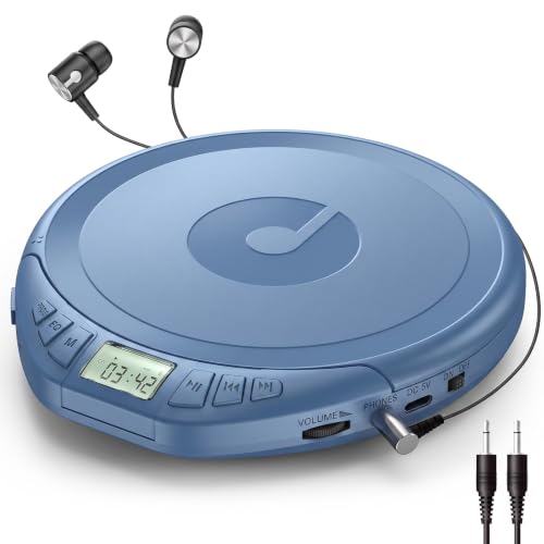 Image of Gueray CD Player Portable with Earphones, CD Discman AUX Cable for Car Home