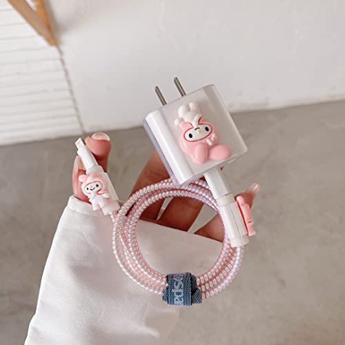 Image of DIY Cable Protector Charger Wire Saver - Data Cable 18W /20W USB-C Charger Line Protector-Compatible with iPhone 14 13 12 11 Pro Max (Pink Cat)