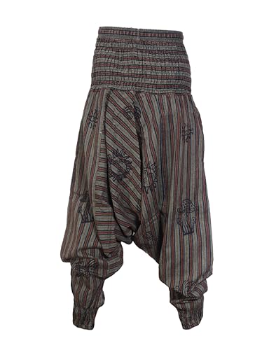 Womens Stonewashed Striped Harem Pants Hippie Trouser4